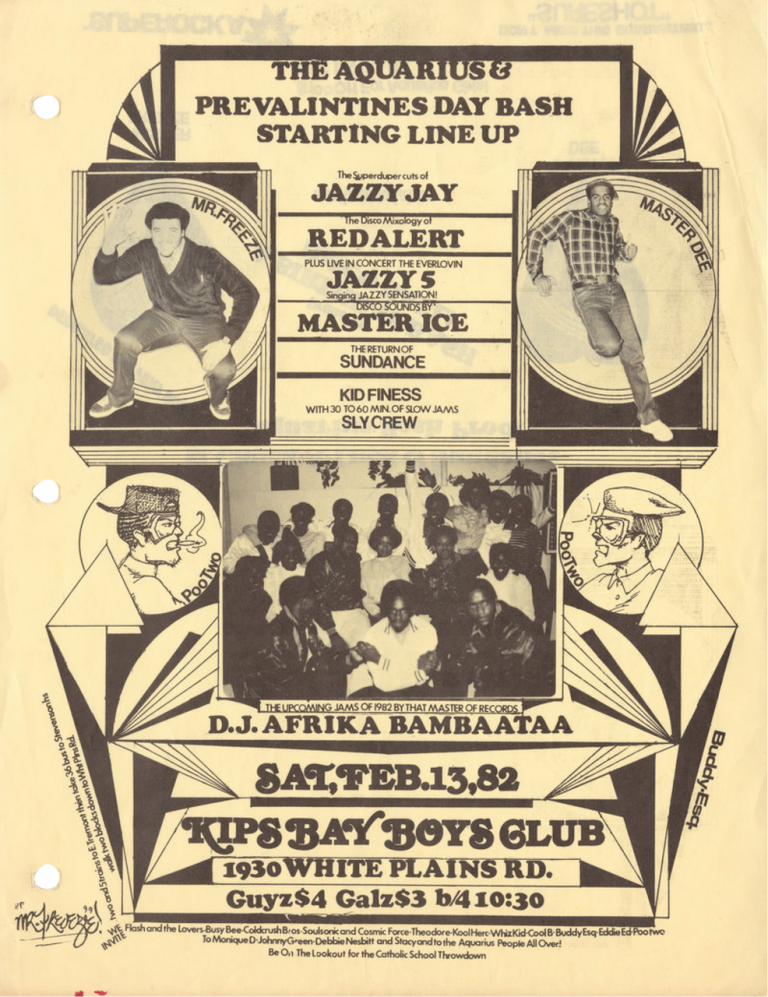 Buddy Esquire, Kips Bay Boys Club, Feb 13, 1982 Flyer Design, Cornel Hip Hop Collection