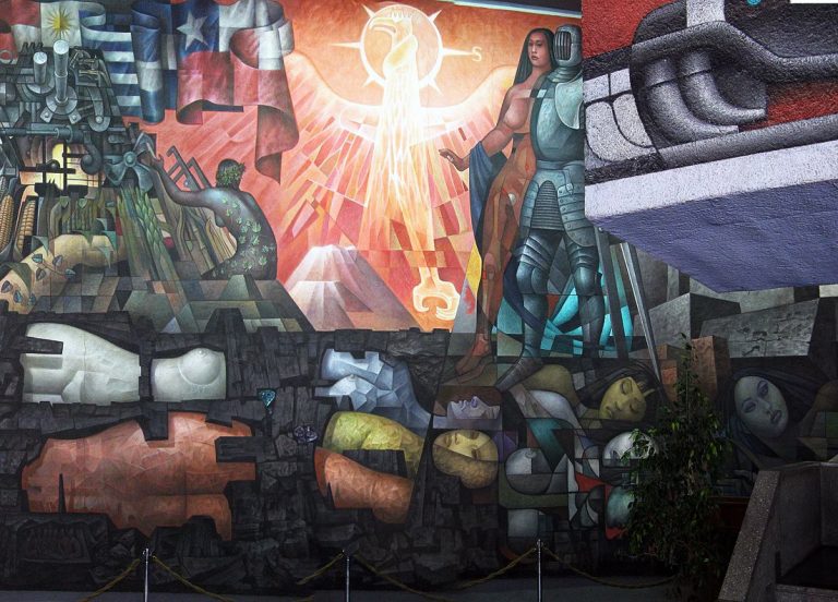 Presencia de America Latina (Presence of Latin America, 1964–65), by Jorge Gonzalez Camarena mural at the University of Concepcion, Chile. Photo used under Creative Commons
